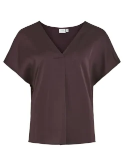 naisten satiinitoppi, VIELLETTE V-NECK S/S SATIN TOP><noscript><img width=