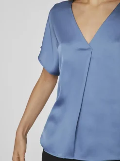 naisten satiinitoppi, VIELLETTE V-NECK S/S SATIN TOP><noscript><img width=