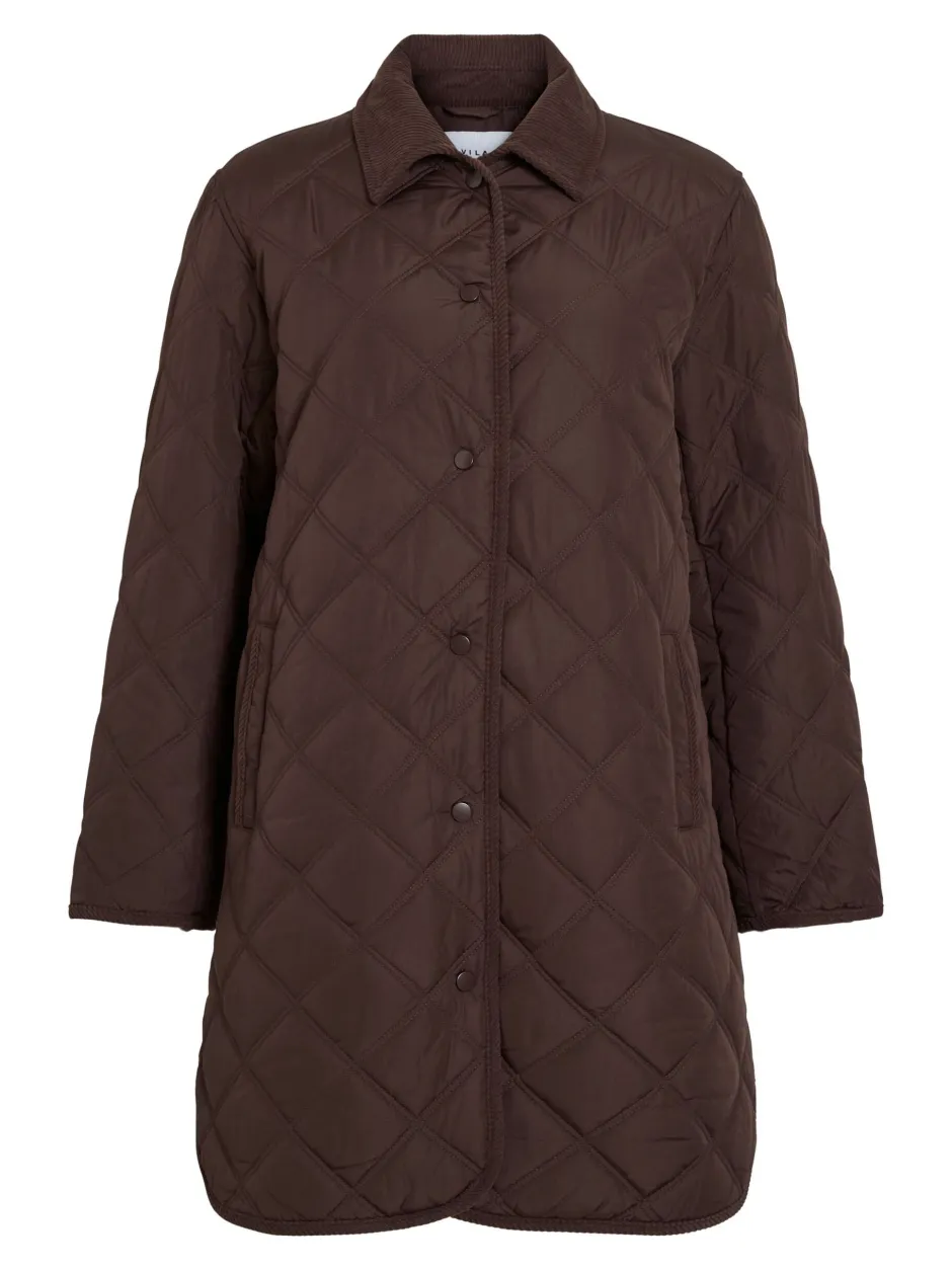 naisten tikkitakki, VIQUILA L/S CORDUROY QUILT LONG JACKET>Vila Sale