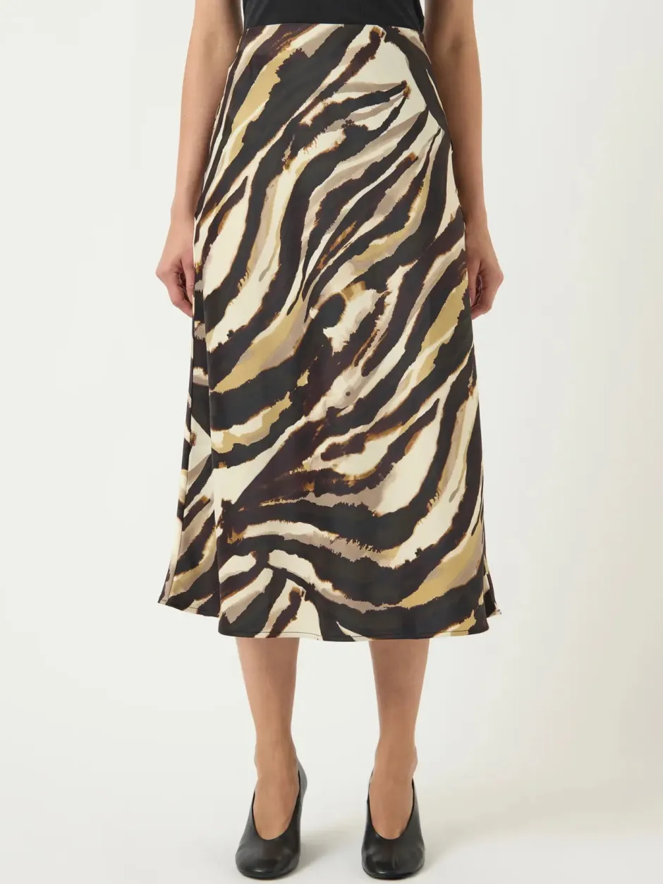 hame, YASPELLA HW MIDI SKIRT Sandshell Zebra Print>Y.A.S