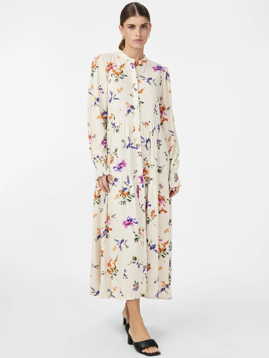 naisten mekko, YASASINA LS LONG SHIRT DRESS Valkopohjainen Kuosi>Y.A.S Best