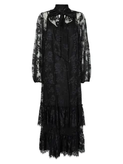 naisten mekko YASLACILLA LS LACE LONG DRESS, musta>Y.A.S Sale