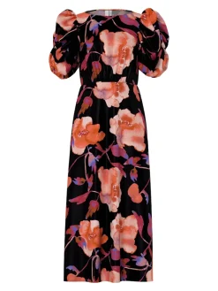 naisten mekko YASPELLA 2/4 LONG DRESS S., Black Pilana Aop>Y.A.S Best