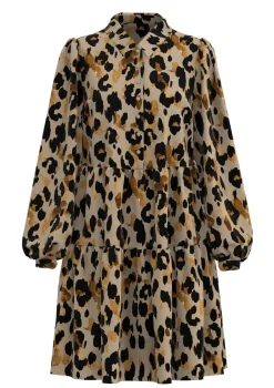 Naisten PaitaMekko, YASALIRA LS SHIRT DRESS NOOS Ruskea Kuosi>Y.A.S New