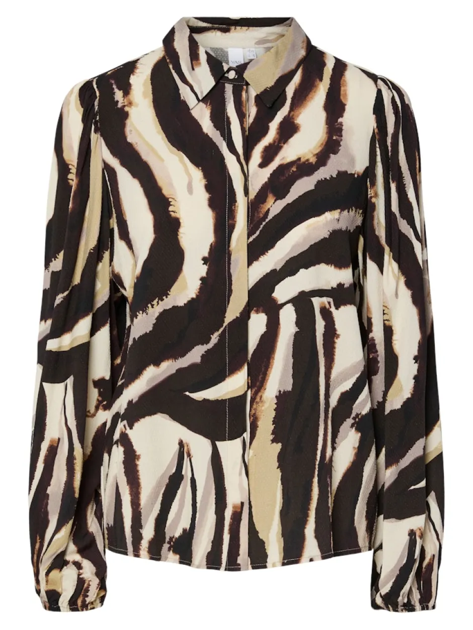 naisten paitapusero K Yasasina LS Shirt S. Noos, Sandshell Zebra print>Y.A.S Sale