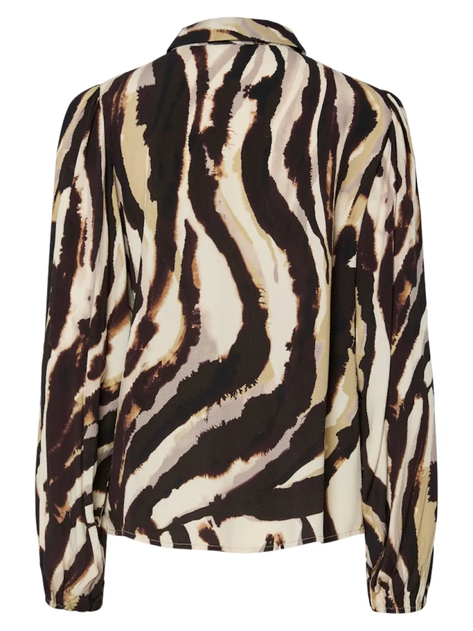 naisten paitapusero K Yasasina LS Shirt S. Noos, Sandshell Zebra print>Y.A.S Sale